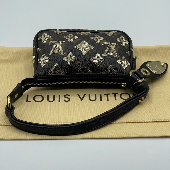 Louis Vuitton Eclipse Mini Pochette Wristlet Limited Edition Sequins Rare Clutch - Picture 10 of 15